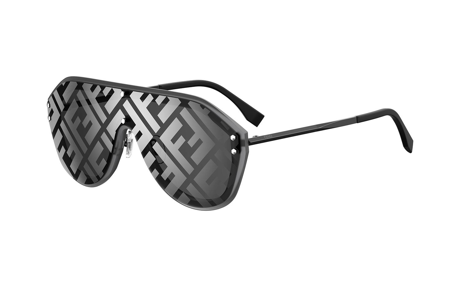 Fendi Black/Yellow Mirrored FFM0039/G/S Fabulous Shield Sunglasses